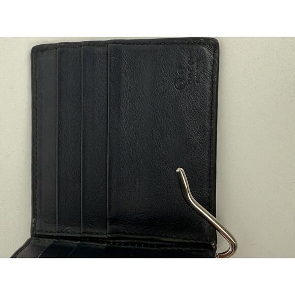 Gucci Guccissima Black Leather Money Clip Card Holder - Picture 5 of 7